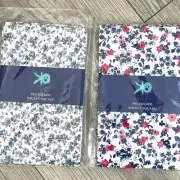 2pc Set Egara Pre-Folded Cotton Pocket Squares Lt Blue Mini Floral Navy Pink $39