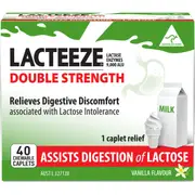 Lacteeze Double Strength Chewable Caplets Vanilla Flavour 40 pack