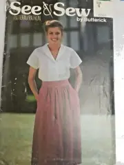 Top Skirt Blouse See & Sew Butterick 6390 Sewing Pattern Size C 14 16 18 VTG UC