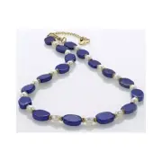 Egyptian Inspired Pearl & Lapis 16" Necklace with 2” Extension Ptolemaic Dynasty