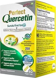 LABO Nutrition Perfect Quercetin SunActive IsoQ Bioflavonoids, 25x More Bioavailable Than Quercetin for Immune, Antioxidant, Allergy and Cardiovascular Support - Helps Improve Anti-Inflammatory - 60s