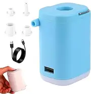 Slowowing Mini Air Pump - Portable Rechargeable w/LED Light & High-Capacity Battery | Multi-Functions for Air Mattress, Pool Floats | Outdoor Camping Tent Light