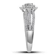 14k White Gold Round Diamond Cushion Bridal Engagement Ring 3/8 Cttw