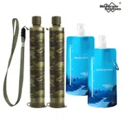 Personal Water Filter Straw+23oz Collapsible Water Bottle,2pk Outdoor Filtration