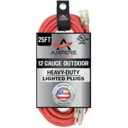 25 ft - 12 Gauge Extension Cord Outdoor - Made in USA - Lighted on Both Ends ...