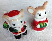 Christmas Santa and Mrs Clause Mouse Ceramic Salt and Pepper Shakers