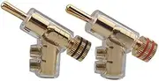 Fahgaer 2Pcs Self-Locking Banana Plug Y-Shaped Adapter Hi-End Copper Speaker Terminal Connector Audio Amplifier Gold Plated