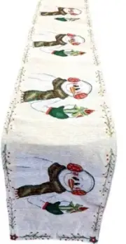 DaDa Bedding Festive Holiday Magical Snowman White Tapestry Dining Table Runners