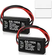 Nowkont 2 PCS Car Brake Light Flasher Controller, 12V-24V DC Safety Tips GS-100A High-mounted Taillight Flash Controller, Motor Vehicle Lighting Accessories, for Most Cars, Motorcycles (Black)