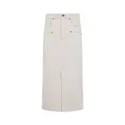 [Isabel Marant] Isabel Marant-Ecru Britt Cotton Midi Skirt-Donna 34 FR