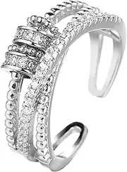 BESPORTBLE Delicate Stress Ring for Women Fidget Finger Ring with Rotating Beads Unique Anxiety Relief Jewelry Compact Stylish Design for Daily Wear