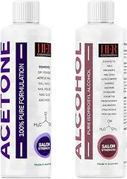 100% Pure Acetone Gel Acrylic Nail Polish Soak Off Remover 250ml and 100% Pure Isopropyl Alcohol IPA Cleaner & Rubbing Alcohol 250ml | Heavy-Duty Multi-Purpose Cleaner & Disinfectant