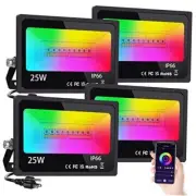 Upgraded Outdoor LED Flood Light 300W Equivalent, Halloween RGB 4 Pack