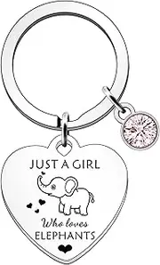 [SDOFY] Elephant Gifts for Women Girls Elephant Gifts Elephant Keyring Keychain Elephant Lovers Gift Just a Girl Who Loves Elephants, Silver, One Size