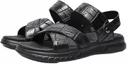 [Generic] Authentic Exotic Crocodile Skin Classic Solid Black Two-way Men's Casual Sandals Genuine Real Alligator Leather Male Slippers