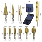 10PCS HSS Cobalt Titanium Step Drill Bit Multiple + 5 Flute Drill Bits
