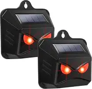Solar Wild Animal Repeller,Wildlife Predator Deterrent Waterproof with Warning LED Lights,Outdoor Garden Lawn Cat,Fox,Rabbit Crashers Control, Pack of 2