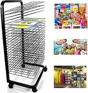 Art Drying Rack A3Painting Drying Rack with 4 Wheels Stack Rack for Painting, Drawings, and More Ideal for Schools and Art Clubs 35 Removable Shelves