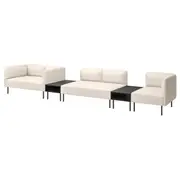 LILLEHEM 5-seat modular sofa with side table, Vissle/beige metal