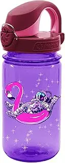 Nalgene Sustain Tritan BPA-Free Kids On The Fly Water Bottle Made with Material Derived from 50% Plastic Waste, Leak Proof, Durable, BPA Free, Carabiner Friendly, Reusable, 12 oz, Purple Astro