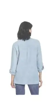 Anne Klein Women's Lightweight Cotton Gauze Top Button Front Shirt Small