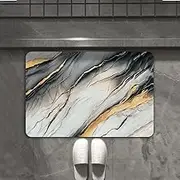 Leniutor Luxury Black Marble Floor Mat, Non-Slip Waterproof Kitchen Rugs, Water Absorption Mat for Office Laundry Home Bathroom Bedroom Living Room (Light Gray, 15.7“ x 23.6")