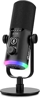 FDUCE USB/XLR Gaming Microphone kit, Dynamic PC Mic for Podcasting Streaming, Computer RGB Mic Kit with Desktop Stand, Mute Button and Headphone Jack, for Recording, Vocal Voice-Over (D30)