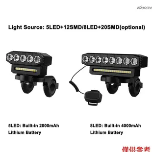 Led 自行車燈 USB 可充電自行車前燈防水,具有 6 種燈光模式支持 MTB 山地自行車的移動電源功能