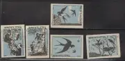 MATCHBOX LABELS RUSSIA-Take care of birds, set of 5,azure/black/w, KrZv, 1959-**