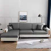PU Faux Leather Couch Sofa Cushion Slipcover Waterproof Elastic Sofa Seat Covers -Grey