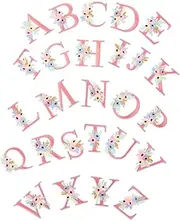 OHPHCALL 26Pcs Embroidered Flower Letter Patches for DIY Clothing Repair Self Adhesive Appliques for Hats Bags Shoes Socks Durable Craft Accessories
