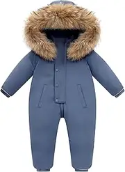[Fewlby] Children's Ski Suit One-Piece Down Snowsuit, Baby Winter Jumpsuit with Hood Girls Boys Romper Winter Outfits