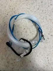 24’ Shark fishing LEADER RIG 24/0 forged circle hook 1000lb mono 4’ blue steel