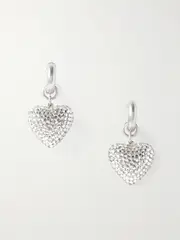 [Roxanne Assoulin] Roxanne Assoulin - The Dazzling Puffy Heart Silver-tone Crystal Hoop Earrings - One size One size Silver