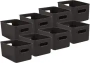Superio 5L Small Ribbed Storage Bin- Plastic Storage Bin (8 Pack, Brown)