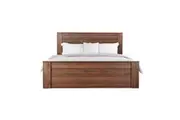 Design Square Modern Wooden Bed Frame Double Size W/ Headboard - Walnut