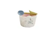 Mud Pie Easter Set dip 2" x 3" dia | spoon 3 1/2" TIDBIT, Blue Bow