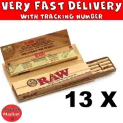 Raw Classic King Size Slim Rolling Papers + Pre Rolled Tips 13x Packs No Box