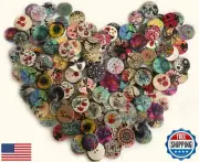 200Pcs Round Wood Buttons for Crafts 20mm Mixed Vintage Wooden Craft Button w