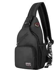 Chest Bag Backpack Women's Men's Sling Bag Backpack with Headphone Hole Sling Shoulder Bag Casual Daypack with Shoulder Strap for Outdoor Sports Travel Shopping, black, Siehe Beschreibung,