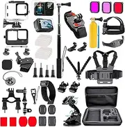 Xkimos Action Camera Accessories Kit,Includes Waterproof Housing &Silicone Case, Gopro Accessories for GoPro Hero 13/12/11/10/9/8/ 7, DJI Osmo Action 4, AKASO Brave 7, APEMAN, Campark, SJCAM