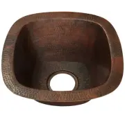 Miseno MC-NA300 Copper Square 15" Copper Drop-In Or Undermount Bar Sink