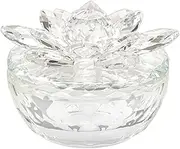 Dounx Crystal Jewelry Box Lotus Glass Jewelry Trinket Box with Lid Decorative Box to Ring Earrings Necklace Storage Holder for Home Decor (Transparent)