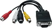 SYSTEM-S 2 in 1 VGA Cable 20 cm Male to S-Video Female & RCA 3 RCA Composite Female
