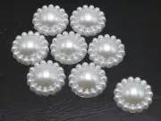 100 Pure White Acrylic Flatback Flower Pearl 12mm(1/2") Half Pearl Scrapbook