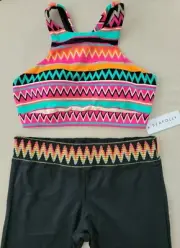 Seafolly Island Vibe High Neck Tank Top (M/US 8) & 3/4 LEGGING ( L/US 10), NWT