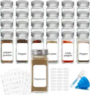 24 Pcs Glass Spice Jars Bottles with Spice Labels (120ml each bottle)