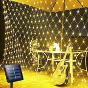 3x2m 200 LED Solar Power Net Lights Outdoor Mesh Light with Remote Control -Yellow