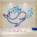 ☪♘海洋魚海豚創意設計牆貼3D壓克力壁貼浴室防水裝飾卡通牆貼