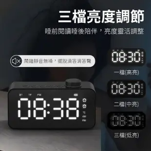【YORI優里嚴選】多功能藍芽鏡面鬧鐘音響收音機(智能時鐘 USB播放 藍芽撥放 電腦喇叭 電子鬧鐘)